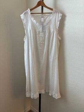 Adonna sz XL New White 100% Cotton Nightgown Dot Prariecore Cottagecore